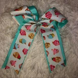Handmade cupcake mint blue bow